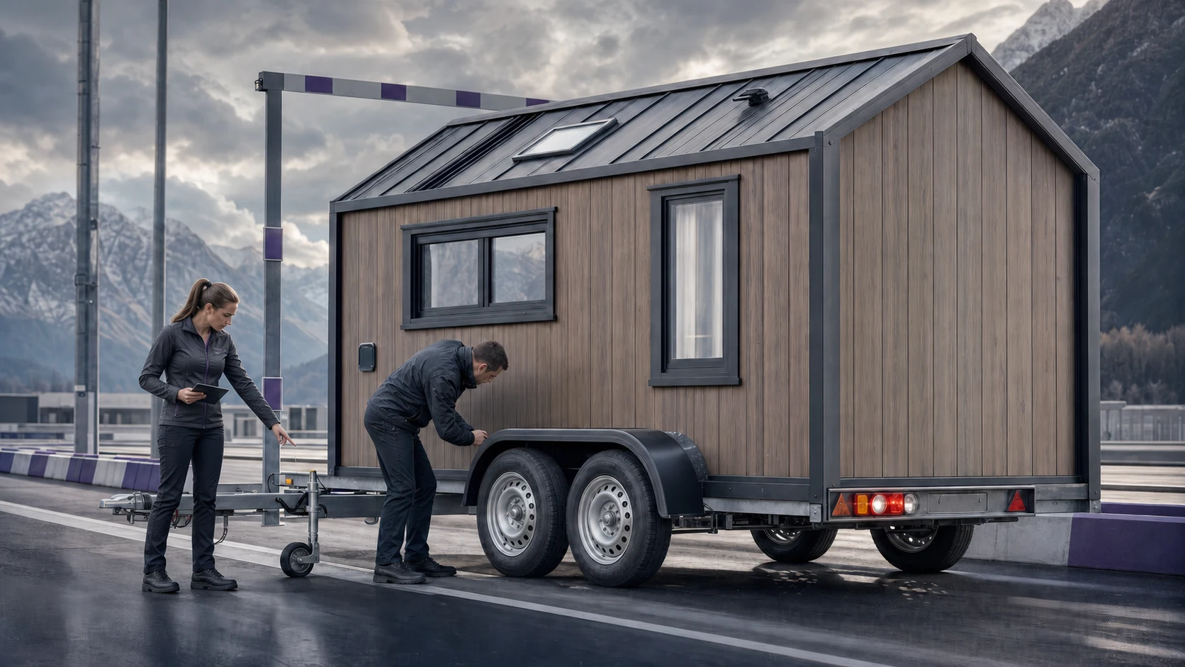 O2 tiny house tip onayında çift dingil, kaplin, boyut ve arka aydınlatma kontrolü